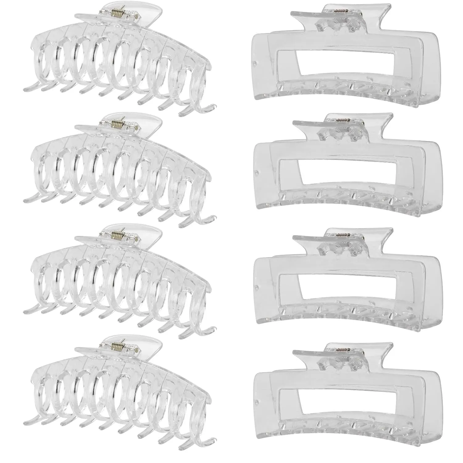 Clear Hair Clips for Women -8 Pack 4.3 Inch Large Hair Claw Clips for Women Thin Thick Curly Hair, Big Matte Banana Clips,Strong Hold jaw clips
