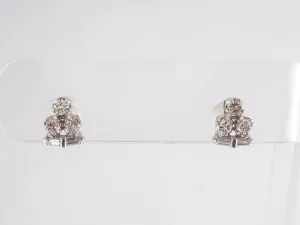Cluster Earrings Studs w/ Round Brilliant Diamonds in 14k