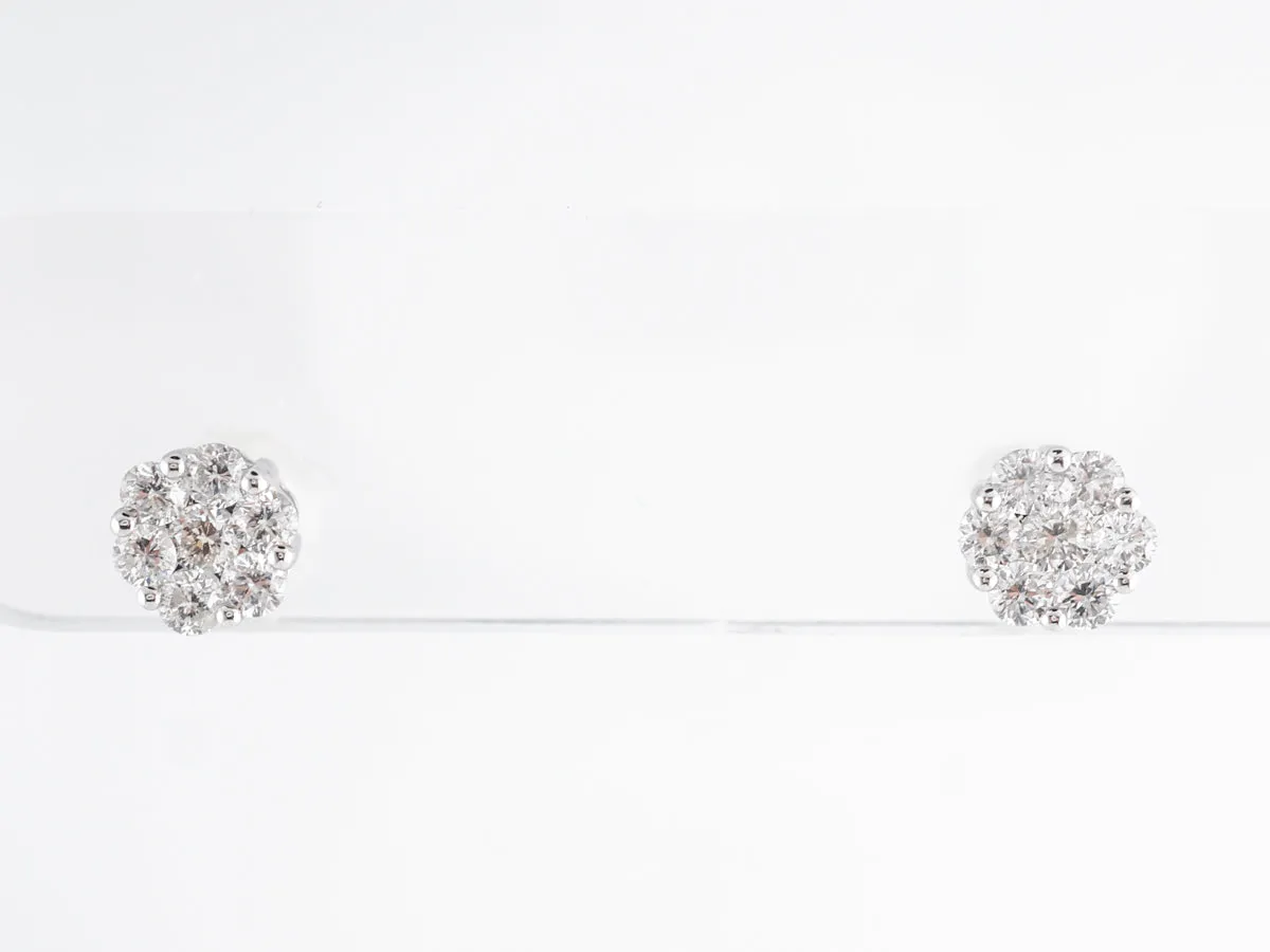 Cluster Pave Earring Studs w/ Round Brilliant Diamonds