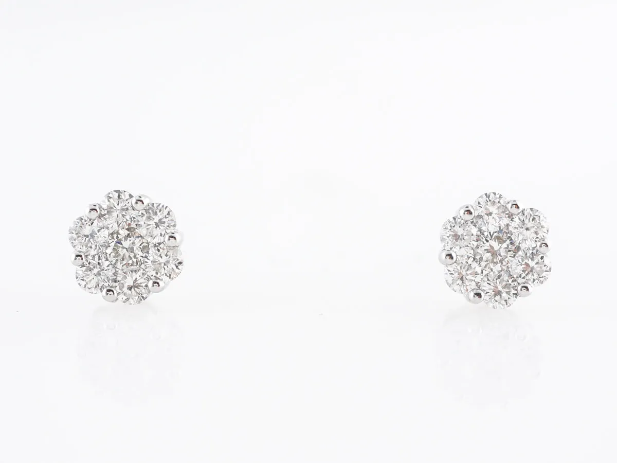 Cluster Pave Earring Studs w/ Round Brilliant Diamonds