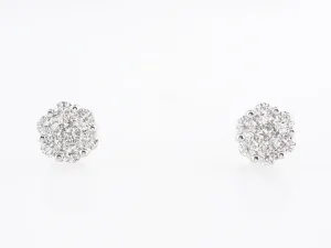Cluster Pave Earring Studs w/ Round Brilliant Diamonds