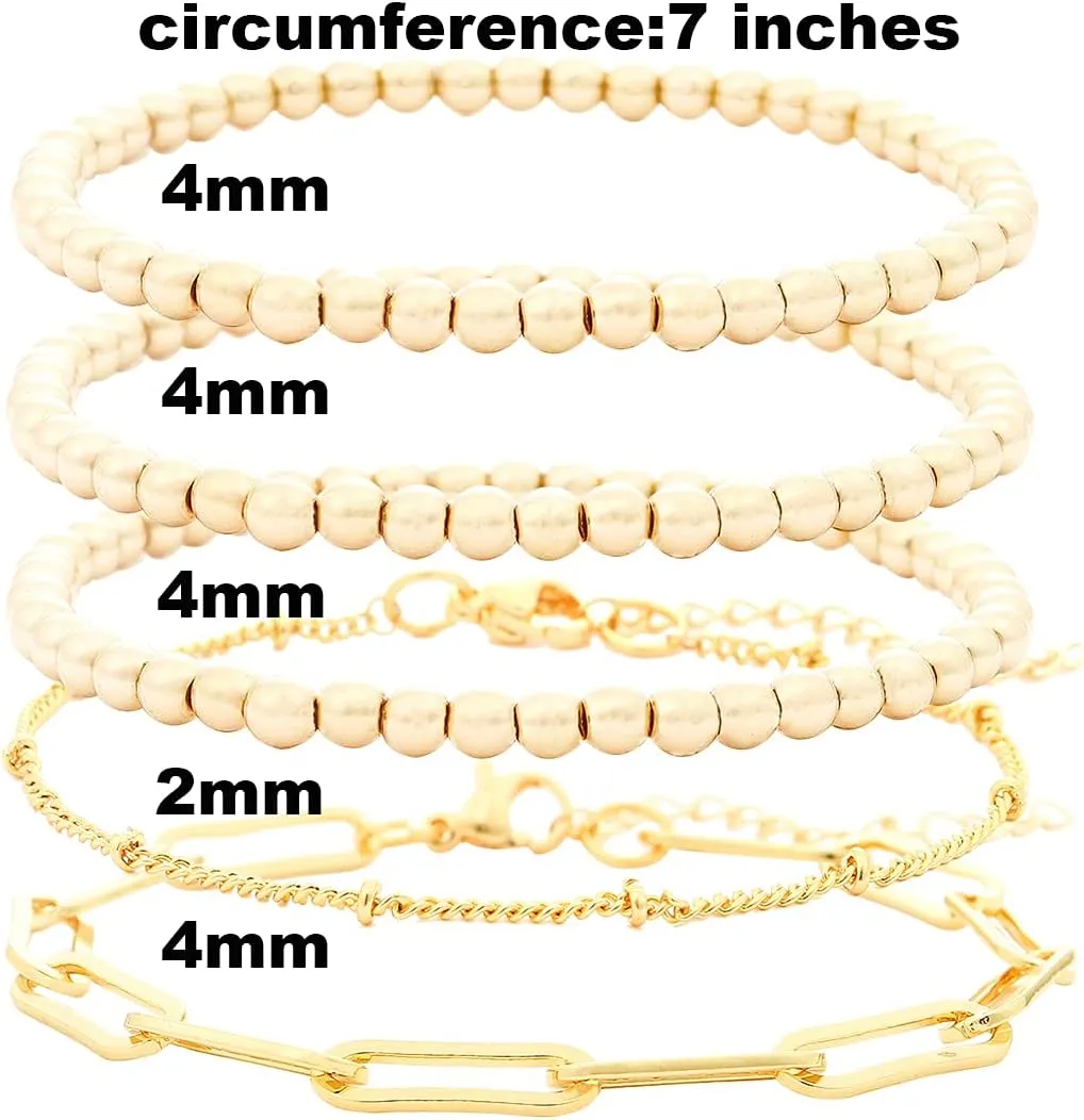 Colorful Beaded Bracelets for Women Heishi Bracelet Set Gold Bead Bracelets Resin Acrylic Bangle Bracelets Stackable Stretch Strand Bracelet