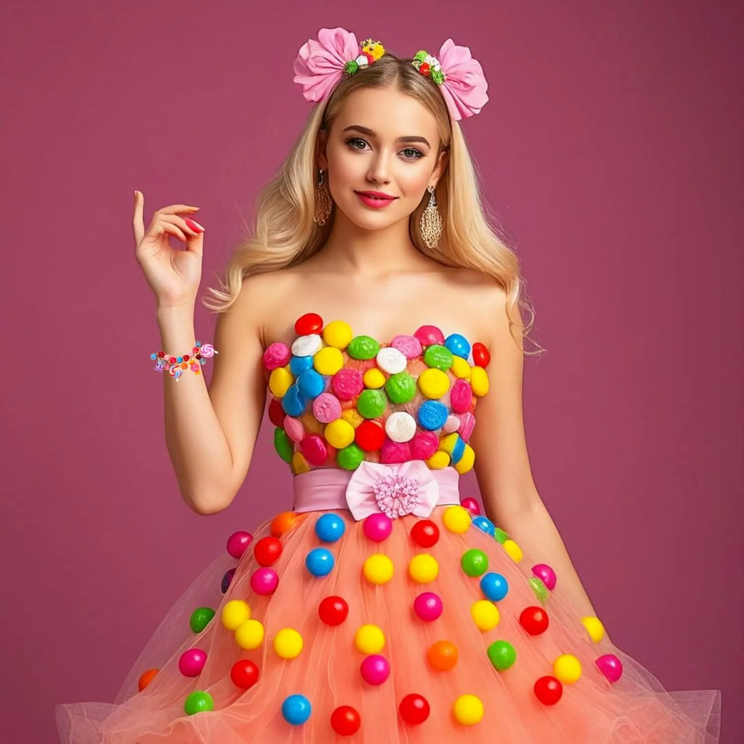 Colorful Candy Beaded Bracelets for Women Fun Novelty Sweet Candy Lollipop Marshmallow Cake Pendant Elastic Stretch Bracelet Kawaii Cute Friendship Party Bangle Wrist Jewelry