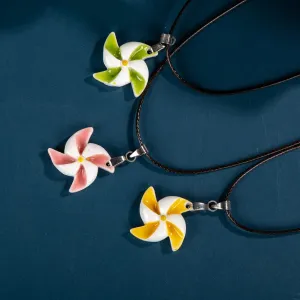 Colorful Ceramic Windmill Pendant Cute Gift Necklace For Women Girl