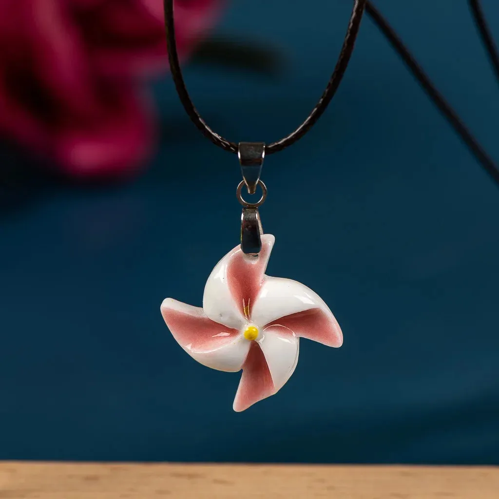 Colorful Ceramic Windmill Pendant Cute Gift Necklace For Women Girl
