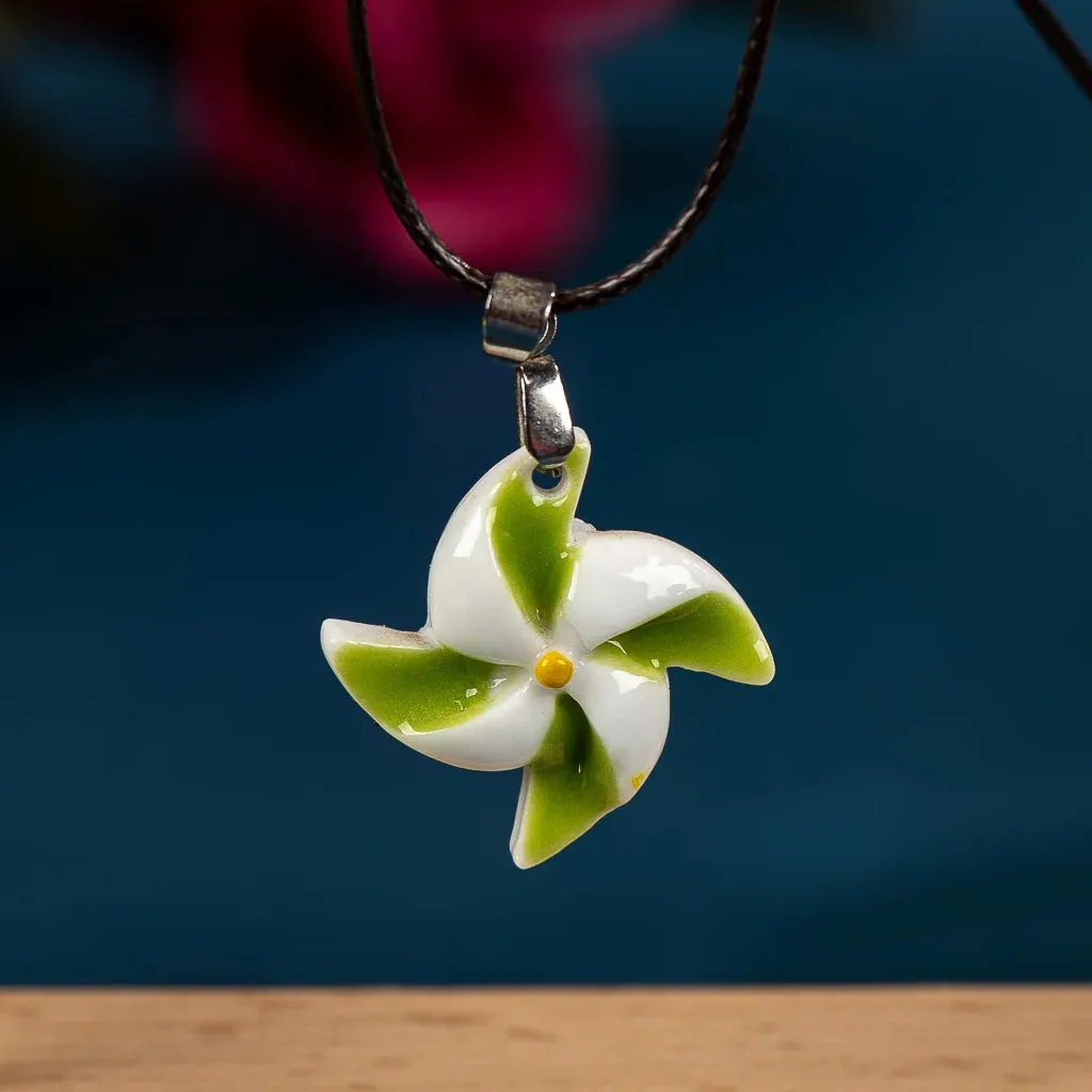 Colorful Ceramic Windmill Pendant Cute Gift Necklace For Women Girl