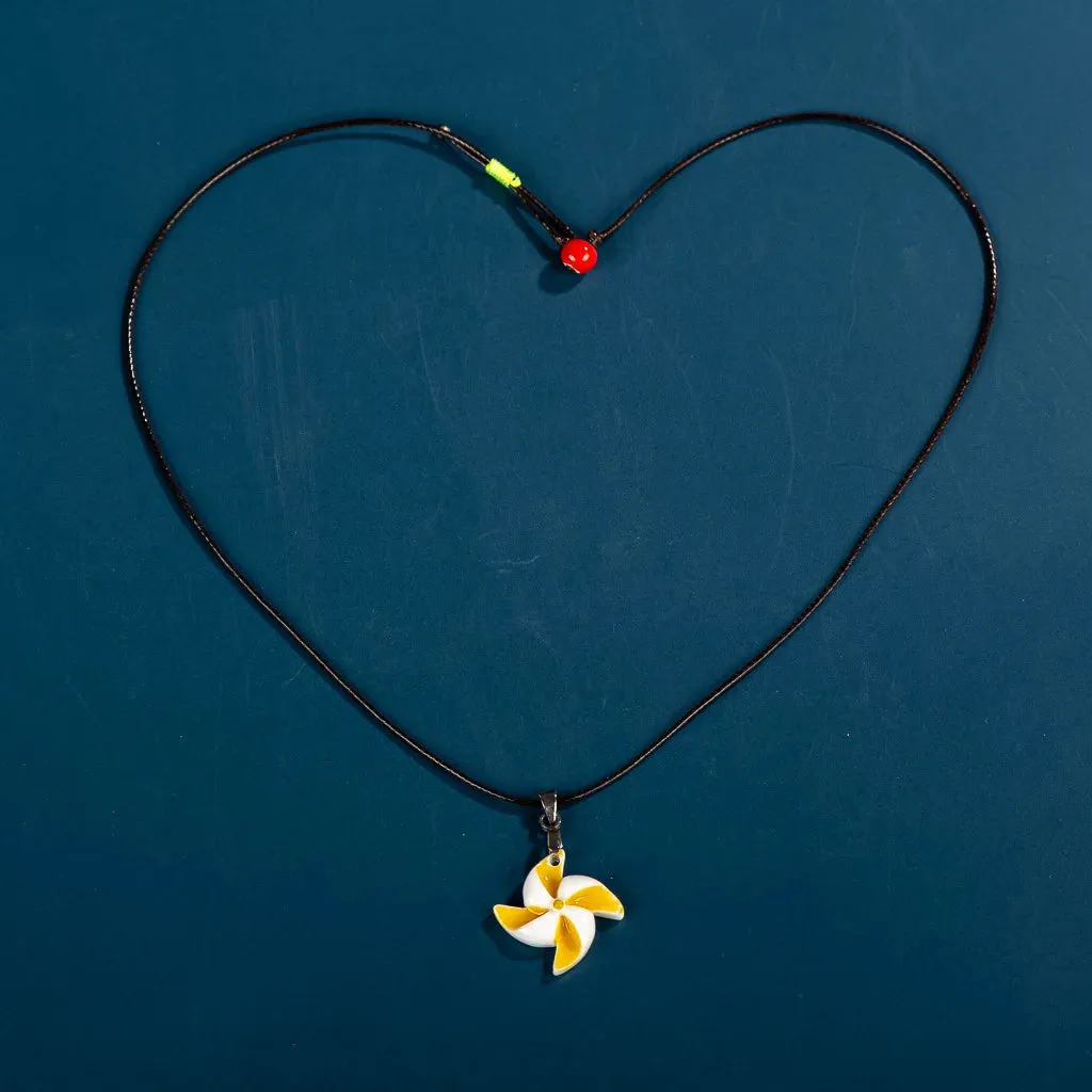 Colorful Ceramic Windmill Pendant Cute Gift Necklace For Women Girl