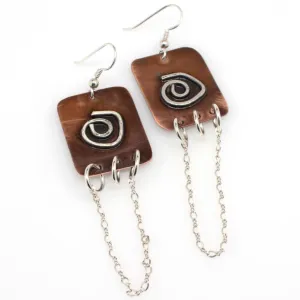 Copper and Argentium Silver Chain Statement Earrings