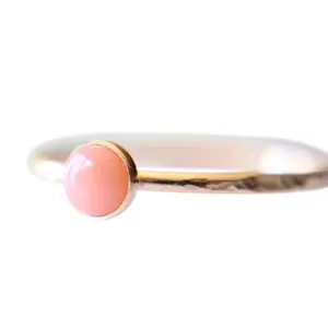 Coral Stacking Ring, Coral Ring, Salmon Coral Ring, Coral, Coral Jewelry, Gold Coral Ring, 14kt Yellow Gold, Gemstone, Pink Coral, Gift
