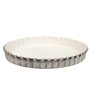 Cottage Chic White Fluted 5" Candle Pan