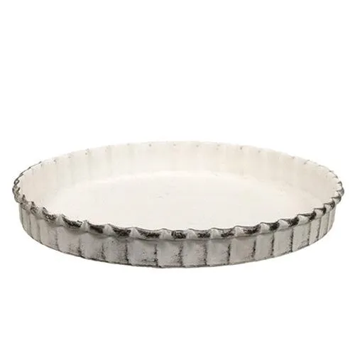 Cottage Chic White Fluted 5" Candle Pan