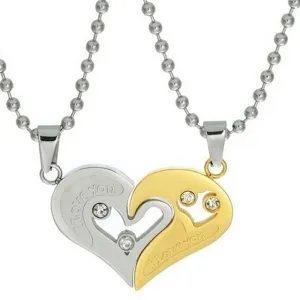 Couple Necklace Matching Cordate Necklaces for Couples Valentine's Gift for Lover