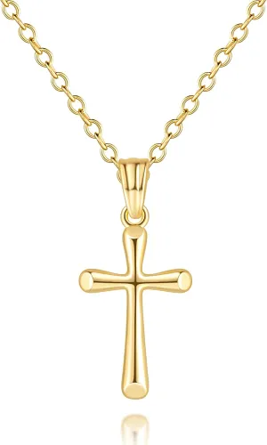 Cross Necklace for Women 14K Gold Cross Necklaces for Women Crosses Chain for Womens with O-Chain Fluid Lines and Sleek Finish Gold Crosses Pendant Necklaces for Womens 20mm