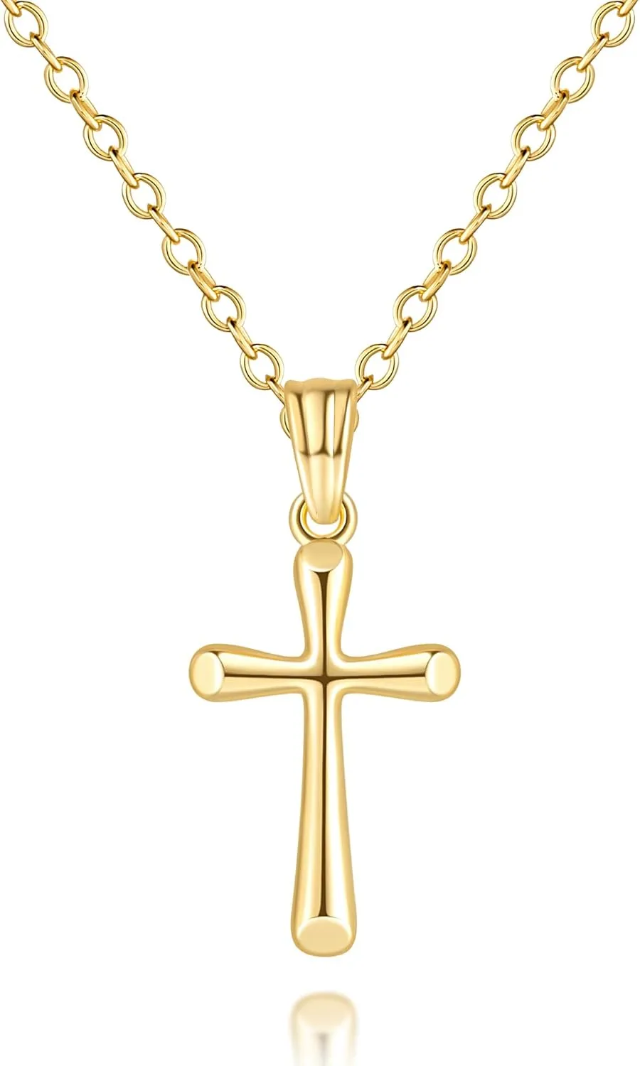 Cross Necklace for Women 14K Gold Cross Necklaces for Women Crosses Chain for Womens with O-Chain Fluid Lines and Sleek Finish Gold Crosses Pendant Necklaces for Womens 20mm