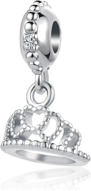 Crown Charm Bracelets Queen Tiara Princess Castle Women Hearts Silver Dangle Family Birthday Compatible with Pandora Charm Bracelet