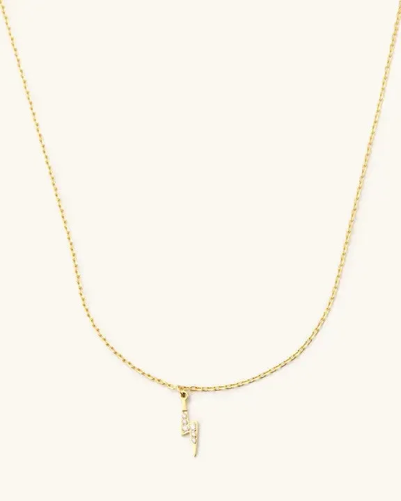 Crystal Bolt Necklace Waterproof - Gold