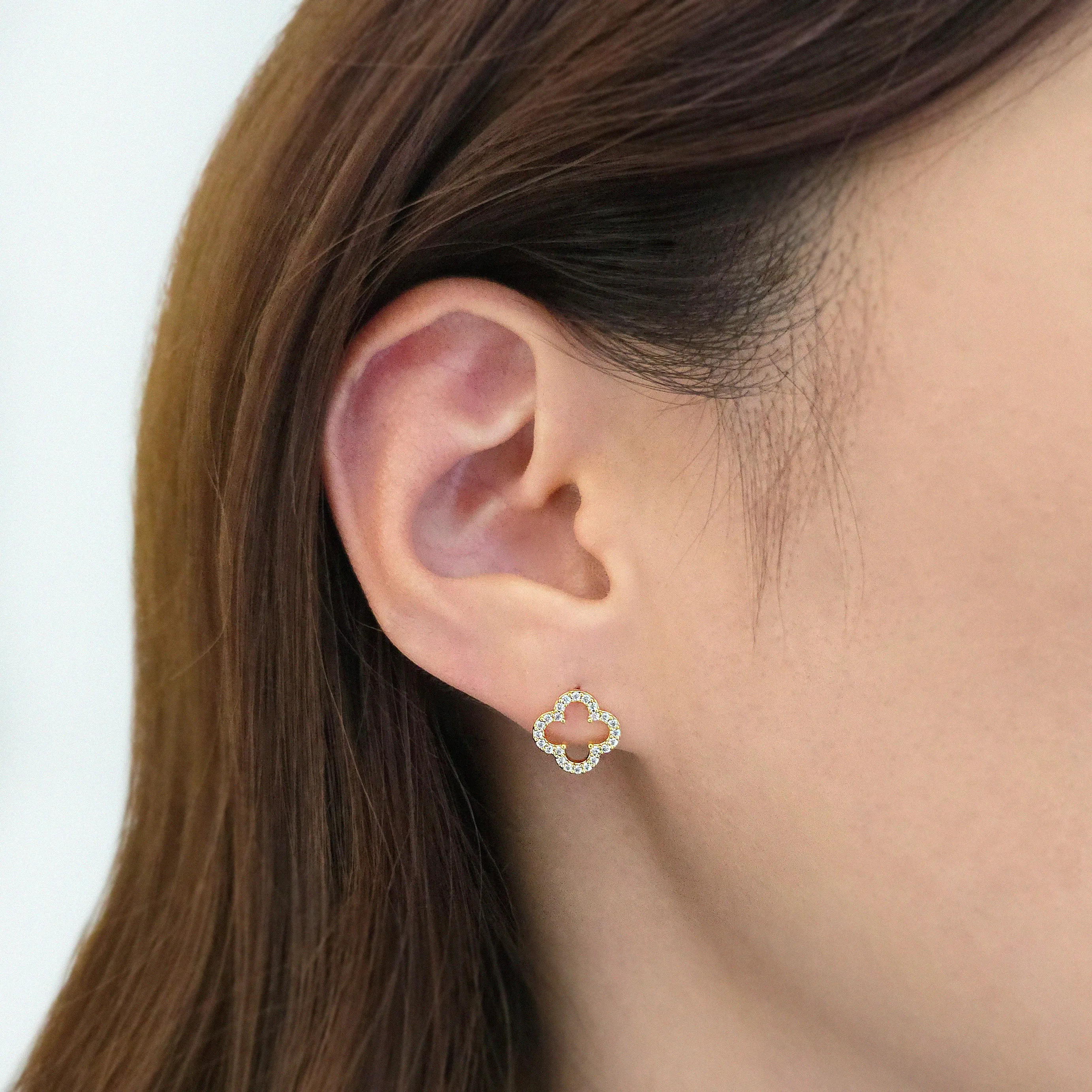 Crystal Clover Studs 10mm