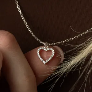 Crystal Heart Necklace - Sterling Silver