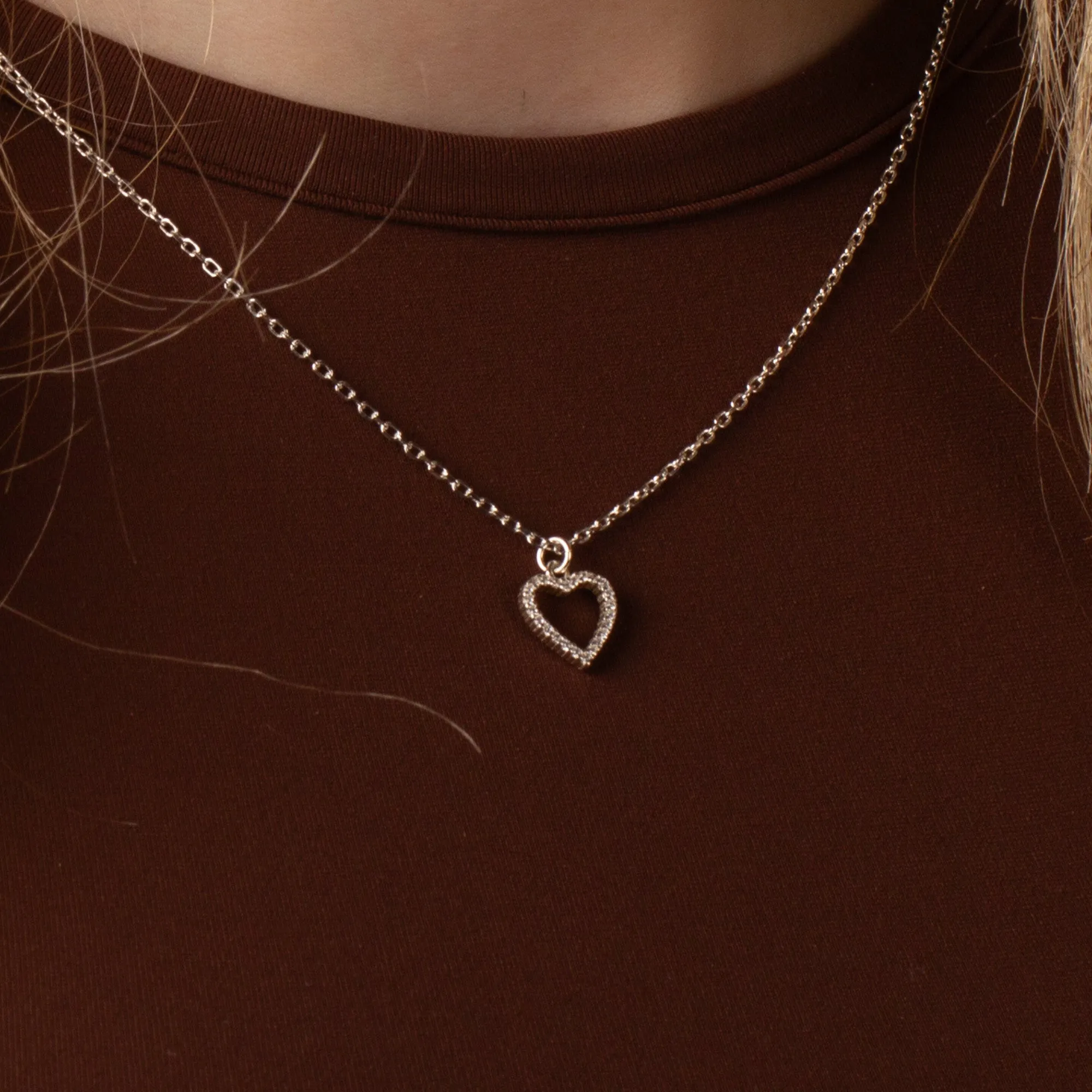Crystal Heart Necklace - Sterling Silver