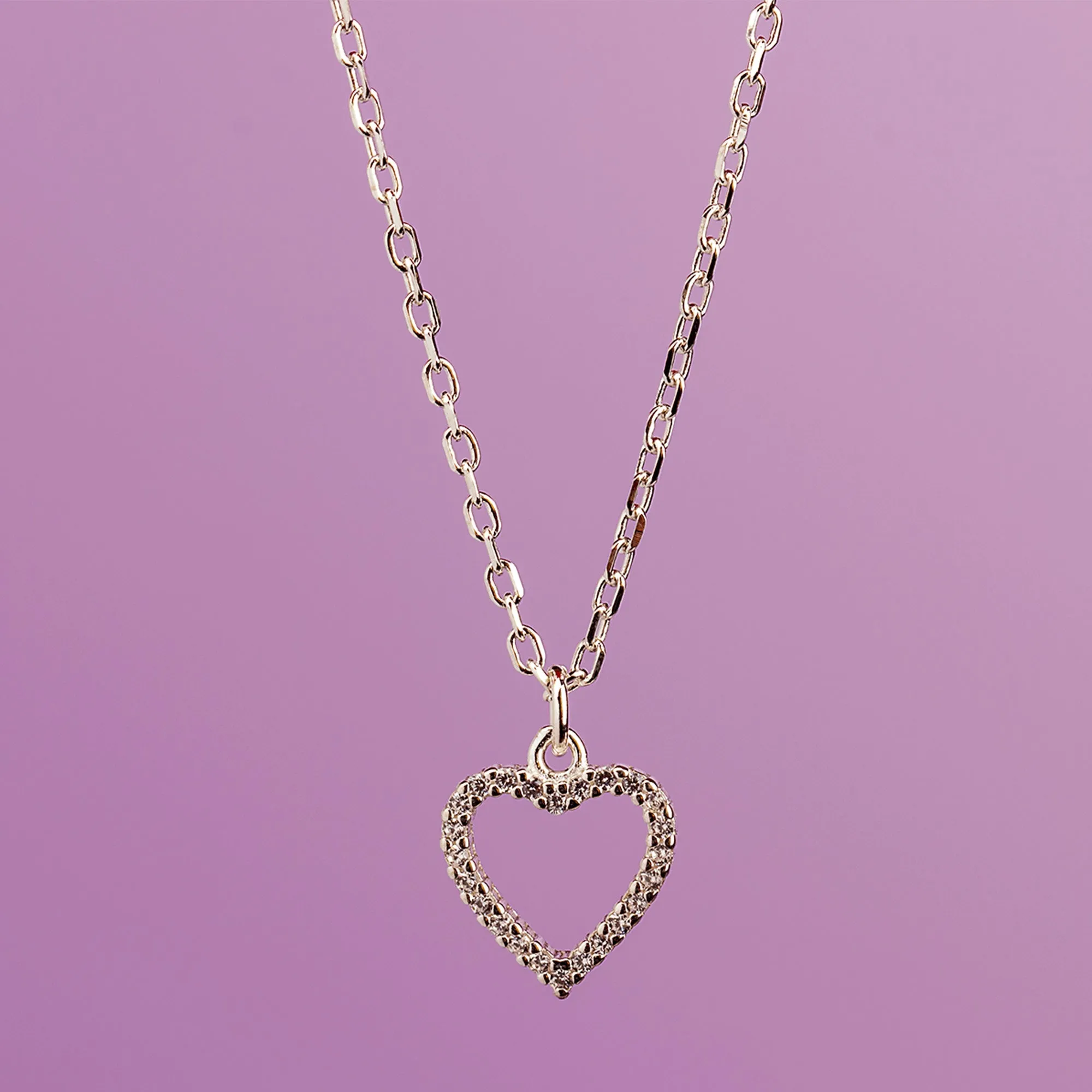 Crystal Heart Necklace - Sterling Silver