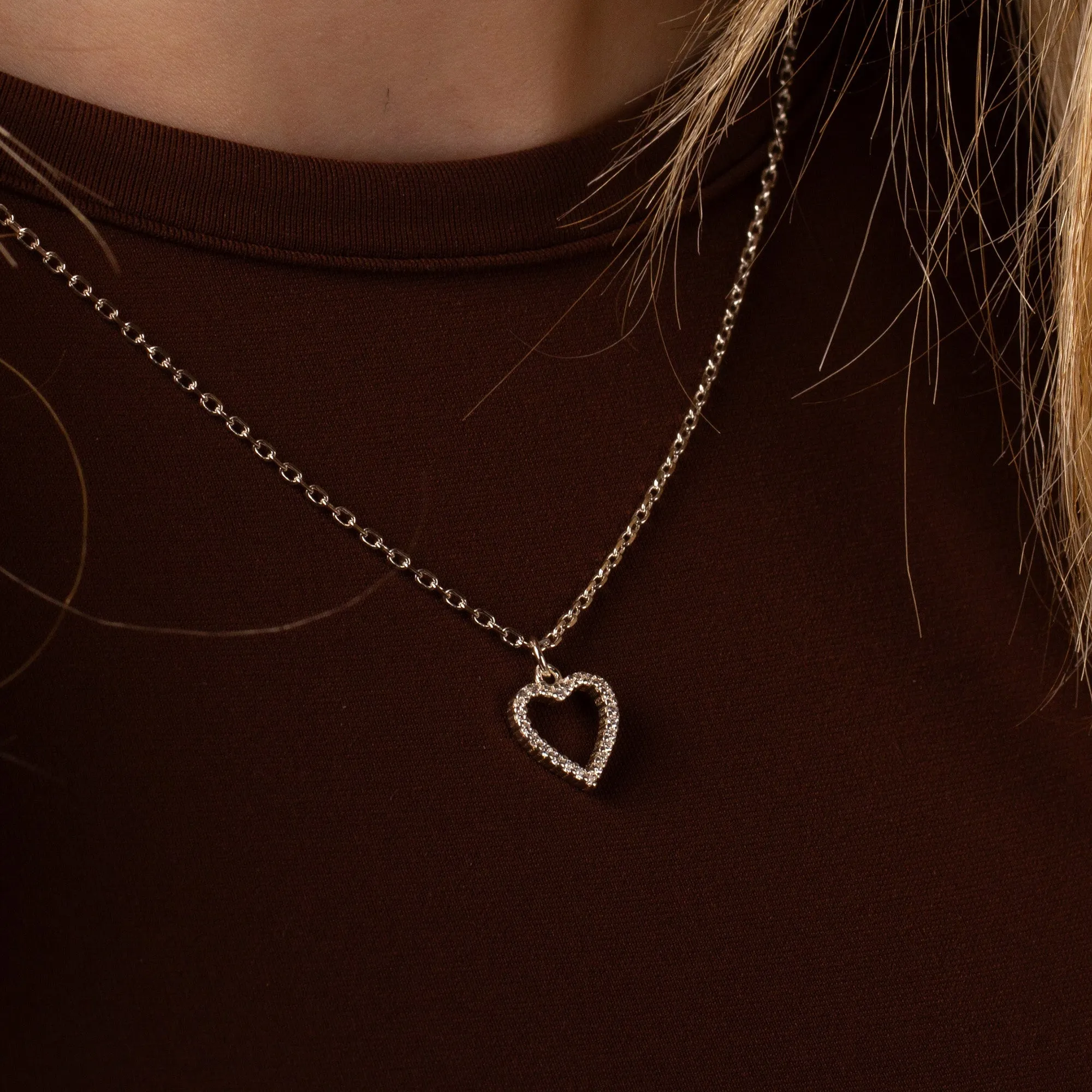 Crystal Heart Necklace - Sterling Silver