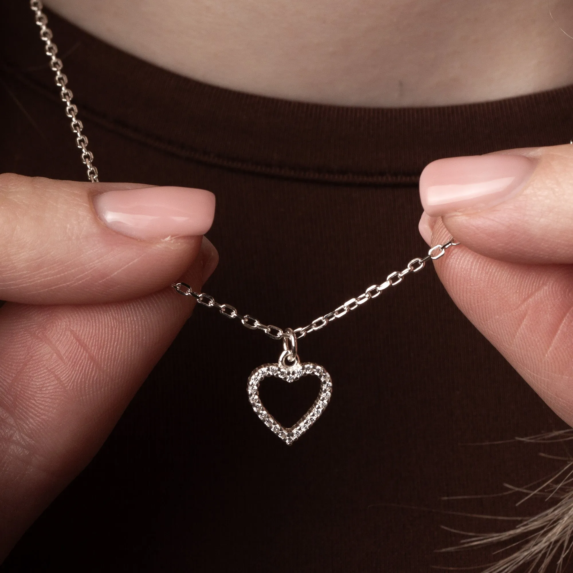 Crystal Heart Necklace - Sterling Silver