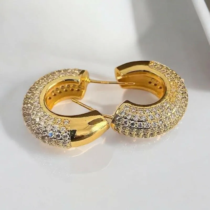 Cubic Zirconia Simple C-shaped Earrings