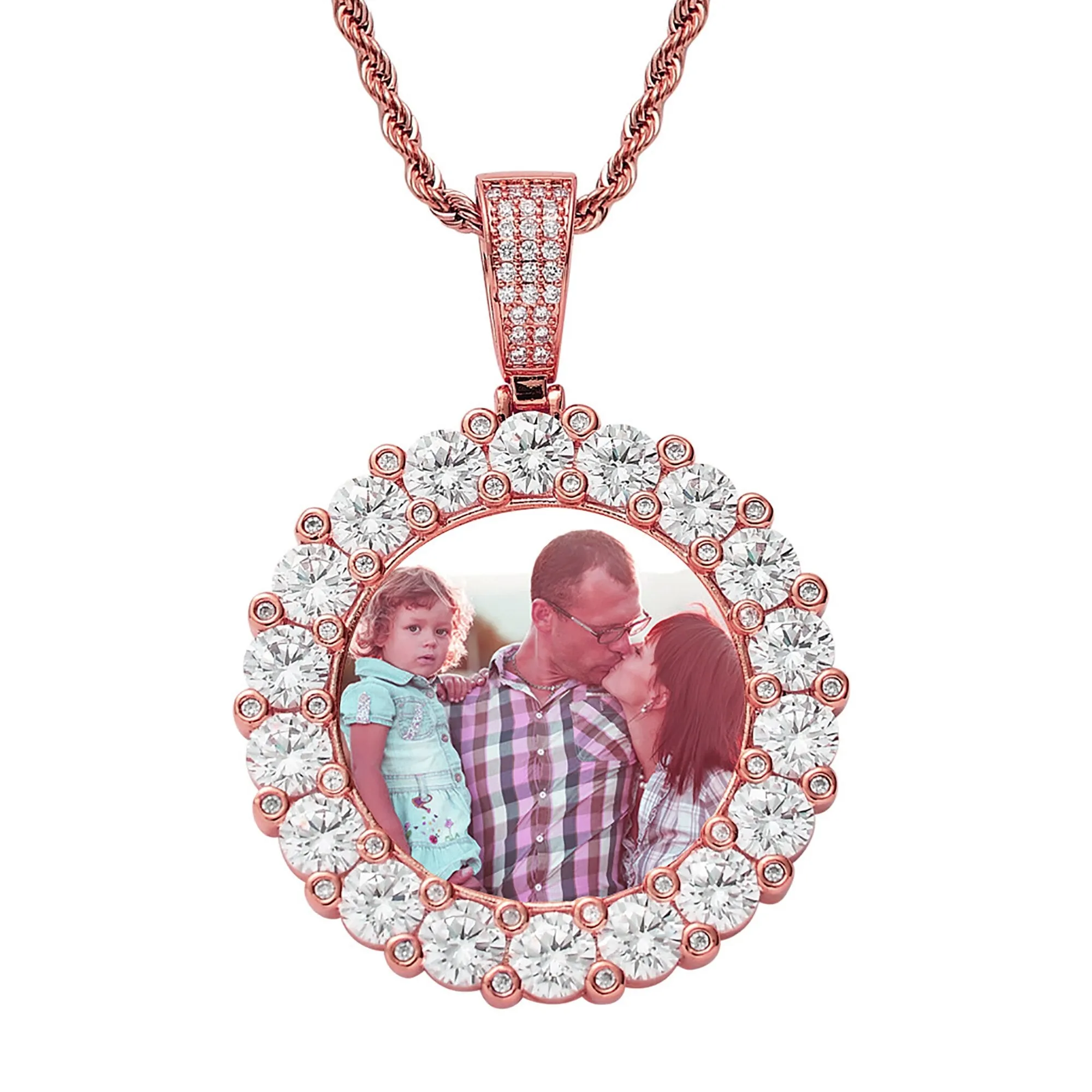 Customizable photoMen's Fashion Inlaid Exquisite Micro-dense Zircon Hip Hop Rock Party