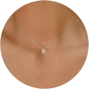 Cute Necklaces for Women, Dainty Silver Initial Necklaces Simple Silver Choker Aesthetic Tiny Letter Pendant Cute Necklace for Women