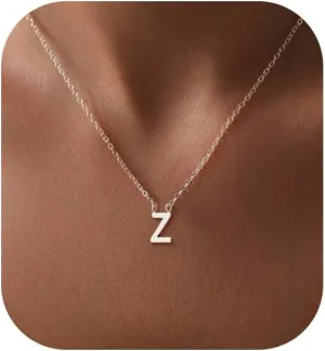 Cute Necklaces for Women, Dainty Silver Initial Necklaces Simple Silver Choker Aesthetic Tiny Letter Pendant Cute Necklace for Women