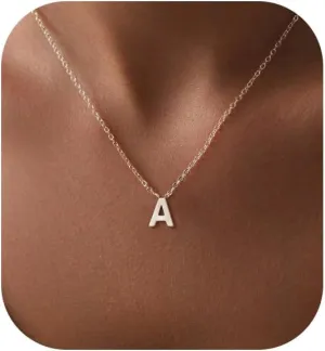 Cute Necklaces for Women, Dainty Silver Initial Necklaces Simple Silver Choker Aesthetic Tiny Letter Pendant Cute Necklace for Women