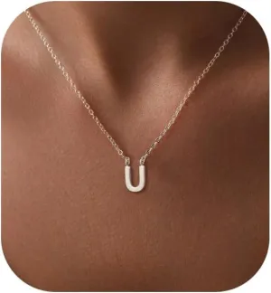 Cute Necklaces for Women, Dainty Silver Initial Necklaces Simple Silver Choker Aesthetic Tiny Letter Pendant Cute Necklace for Women