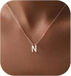 Cute Necklaces for Women, Dainty Silver Initial Necklaces Simple Silver Choker Aesthetic Tiny Letter Pendant Cute Necklace for Women