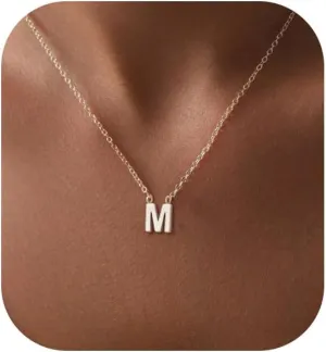 Cute Necklaces for Women, Dainty Silver Initial Necklaces Simple Silver Choker Aesthetic Tiny Letter Pendant Cute Necklace for Women