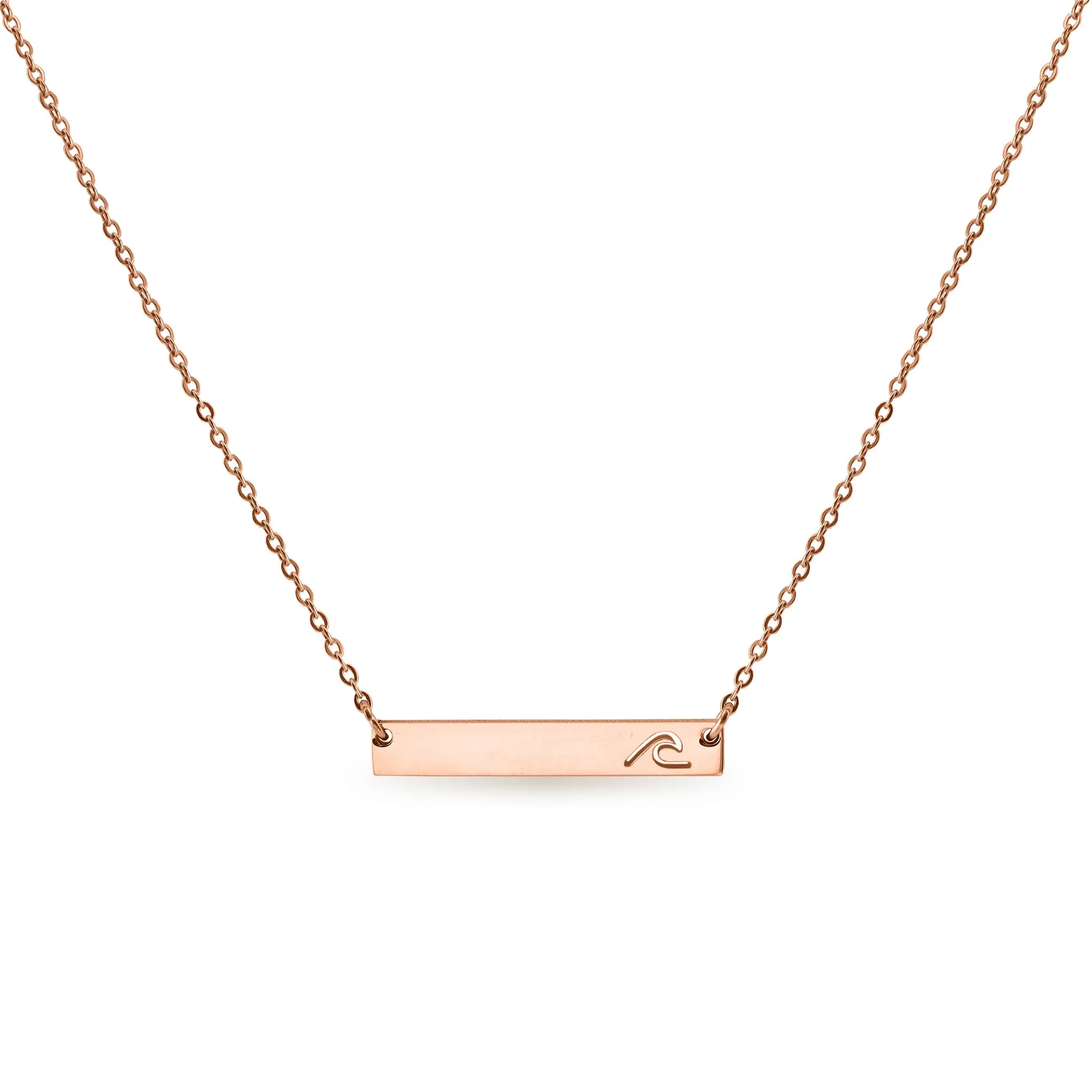 Cutout Wave Bar Stainless Steel Necklace / SBB00107