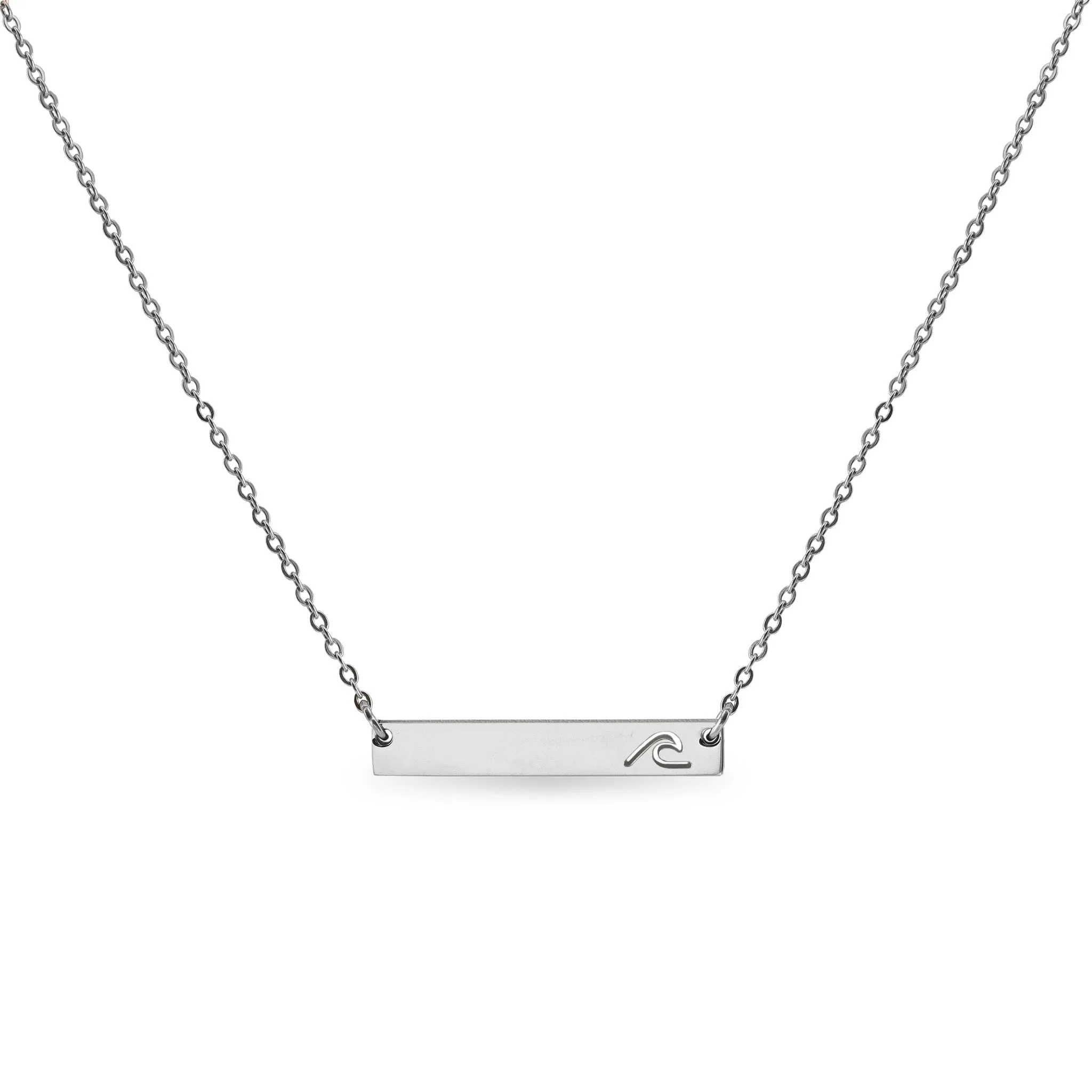 Cutout Wave Bar Stainless Steel Necklace / SBB00107