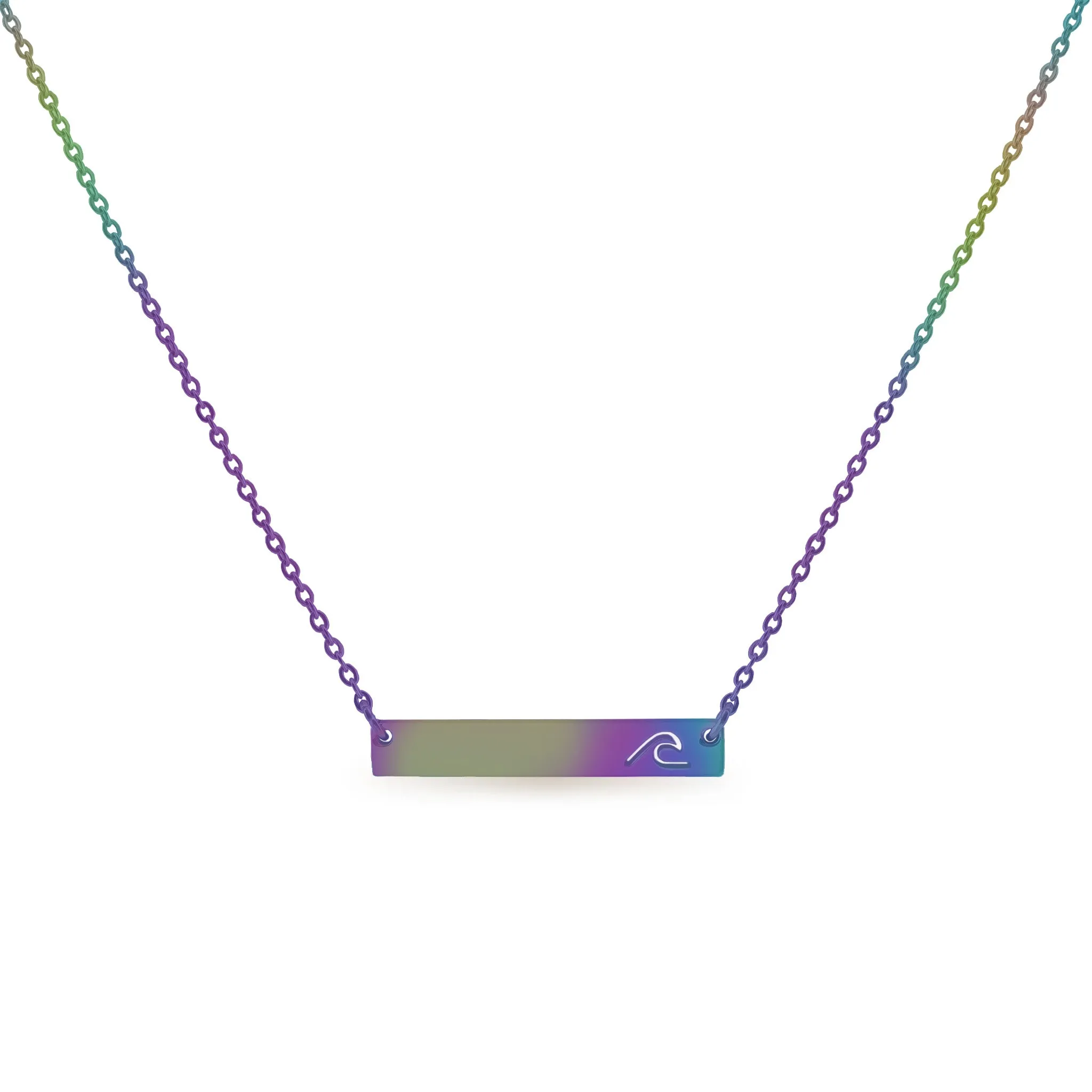 Cutout Wave Bar Stainless Steel Necklace / SBB00107