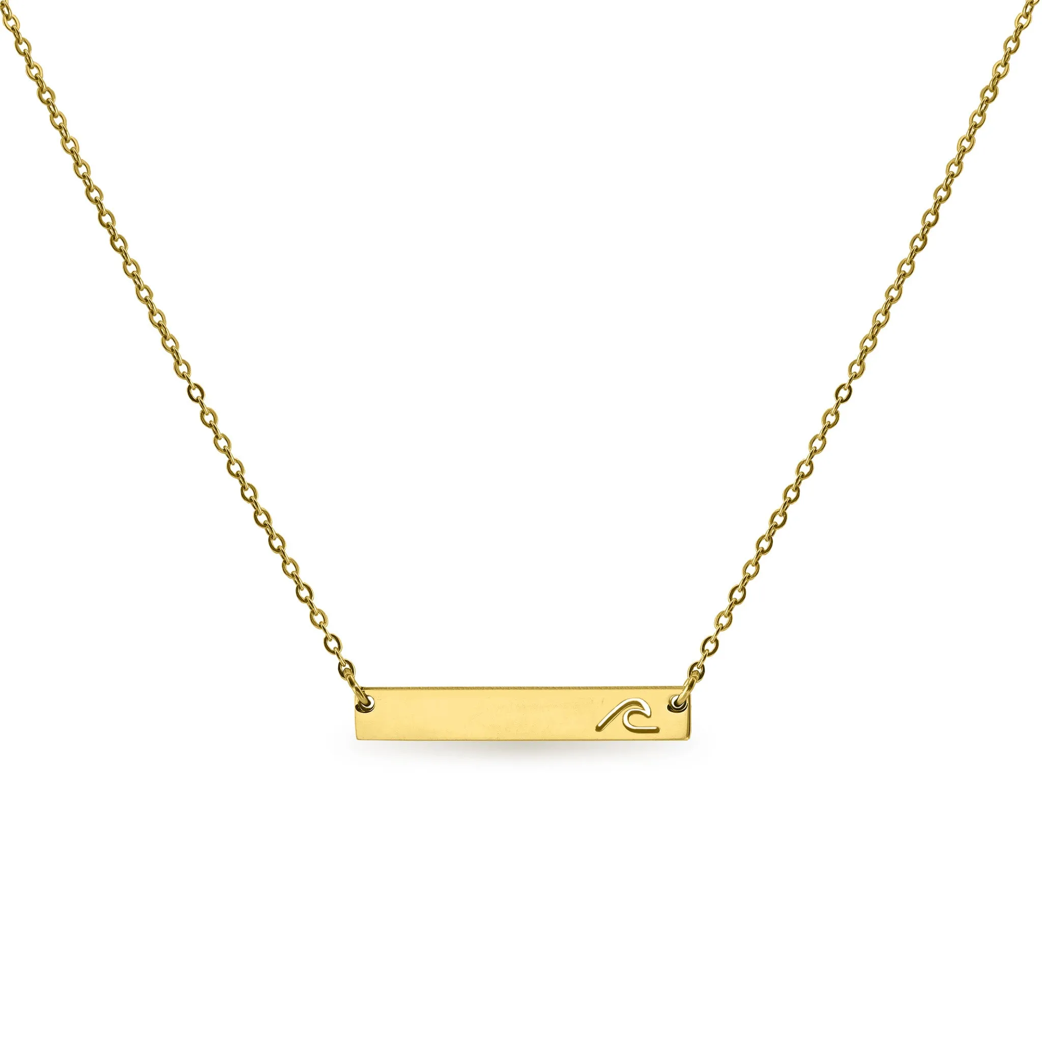 Cutout Wave Bar Stainless Steel Necklace / SBB00107