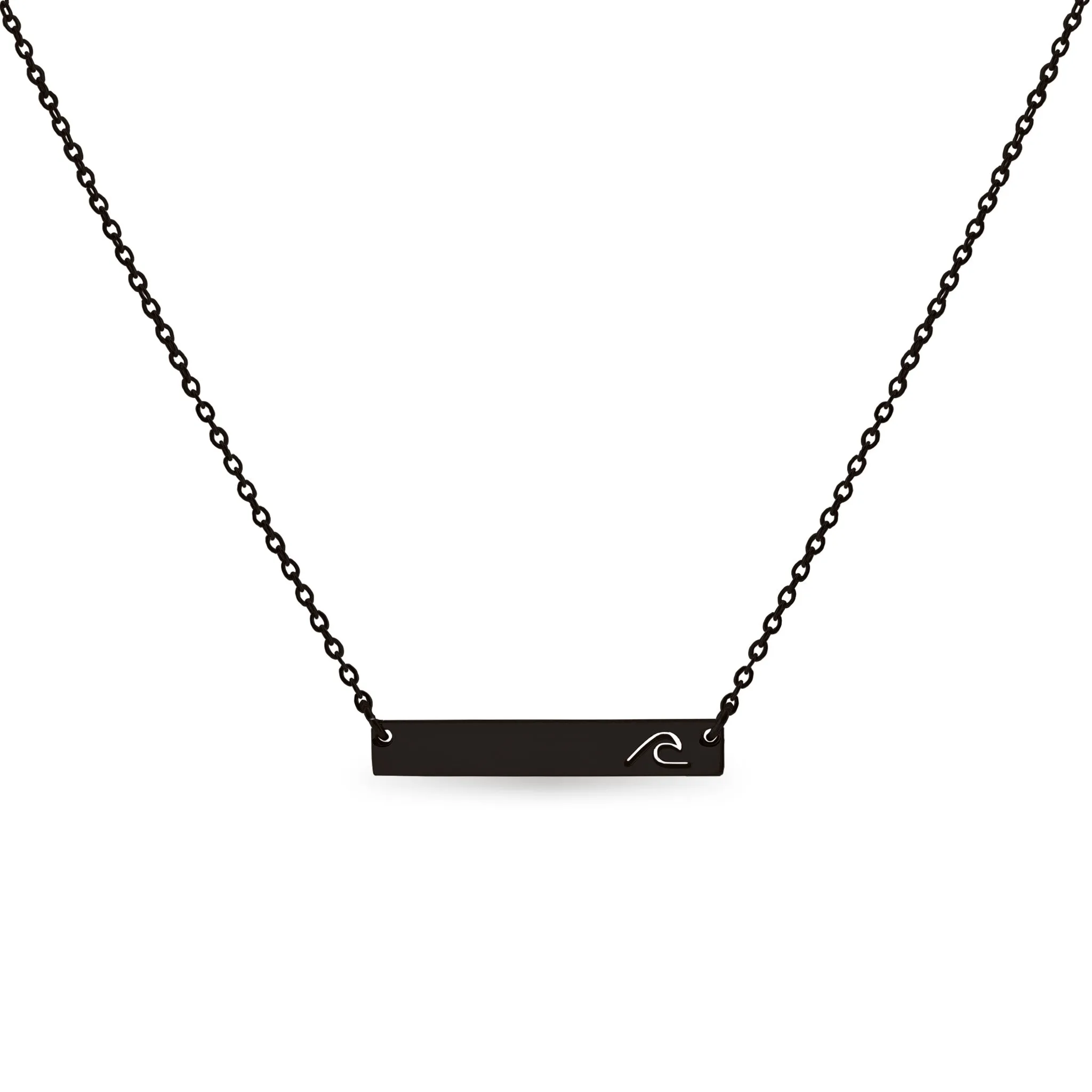 Cutout Wave Bar Stainless Steel Necklace / SBB00107