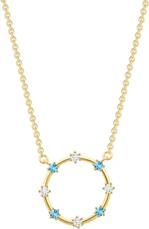 CZ Diamond Pendant Necklace for Women, Handmade 18k Real Gold Plated Dainty Necklaces Circle Cross Leaf Pearl Aesthetic Simple Gold Necklace Jewelry Gifts for Women Female