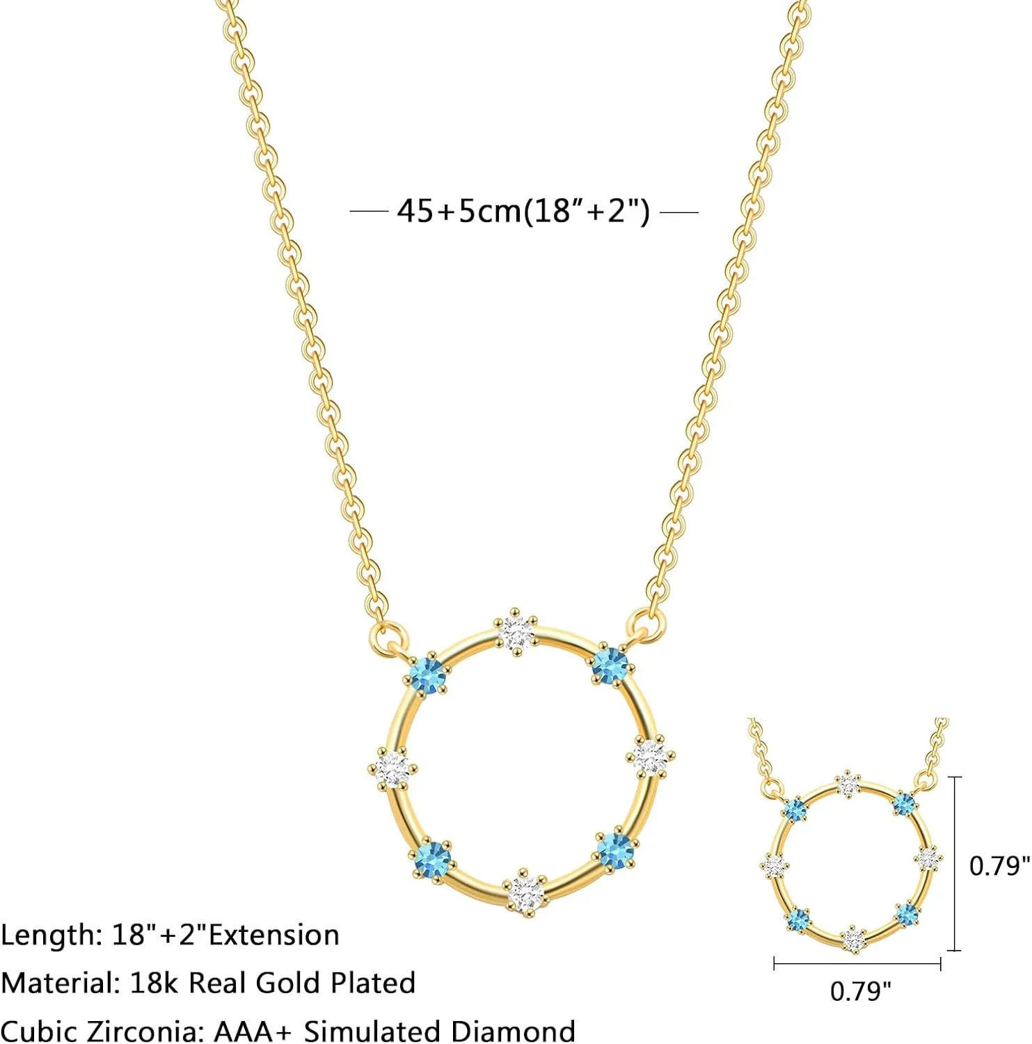 CZ Diamond Pendant Necklace for Women, Handmade 18k Real Gold Plated Dainty Necklaces Circle Cross Leaf Pearl Aesthetic Simple Gold Necklace Jewelry Gifts for Women Female