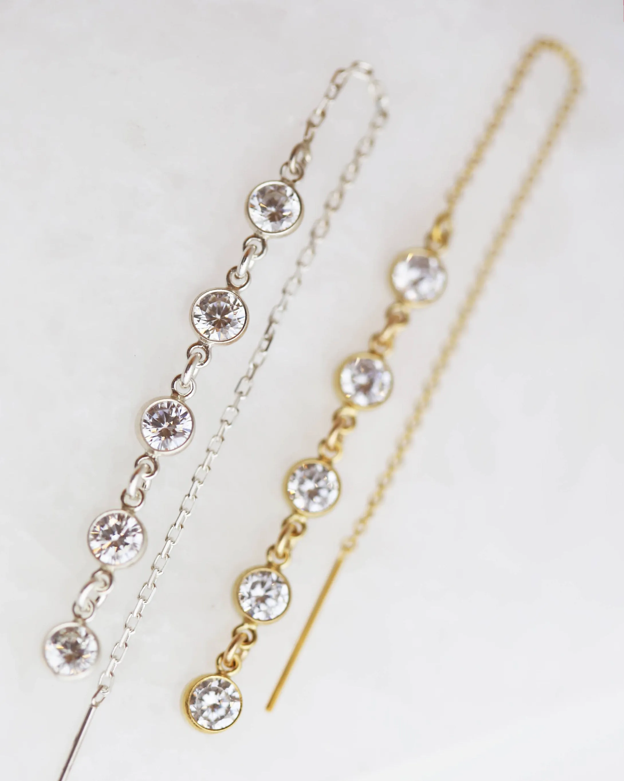 CZ Drop Threader Earrings