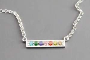 CZ rainbow pendant necklace - sterling silver