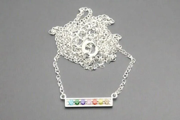 CZ rainbow pendant necklace - sterling silver