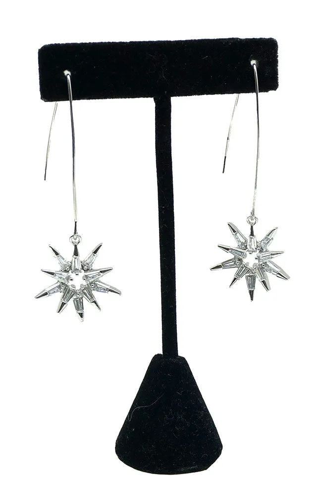 CZ Stars Earrings Silver