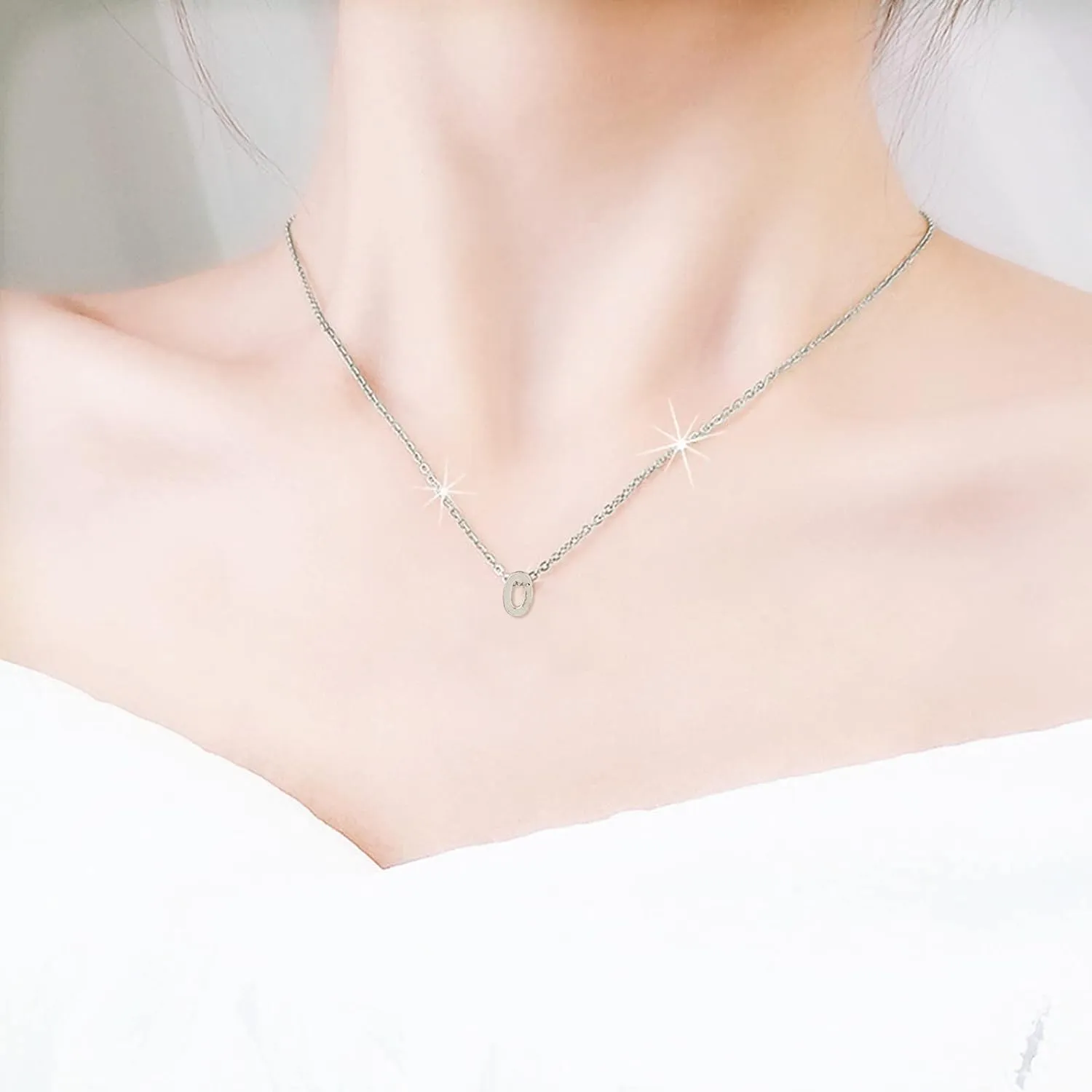 Dainty Diamond Necklace Dainty Silver Initial Necklaces for Women Gold Filled Layered Silver Necklaces for Women A Z 26 Alphabet Initial Necklaces for Teen Girls Jewelry Girls Heart (O, One Size)