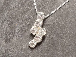 Dainty Diamond Pendant - Vintage Diamond Necklace - Silver Sparkly Necklace