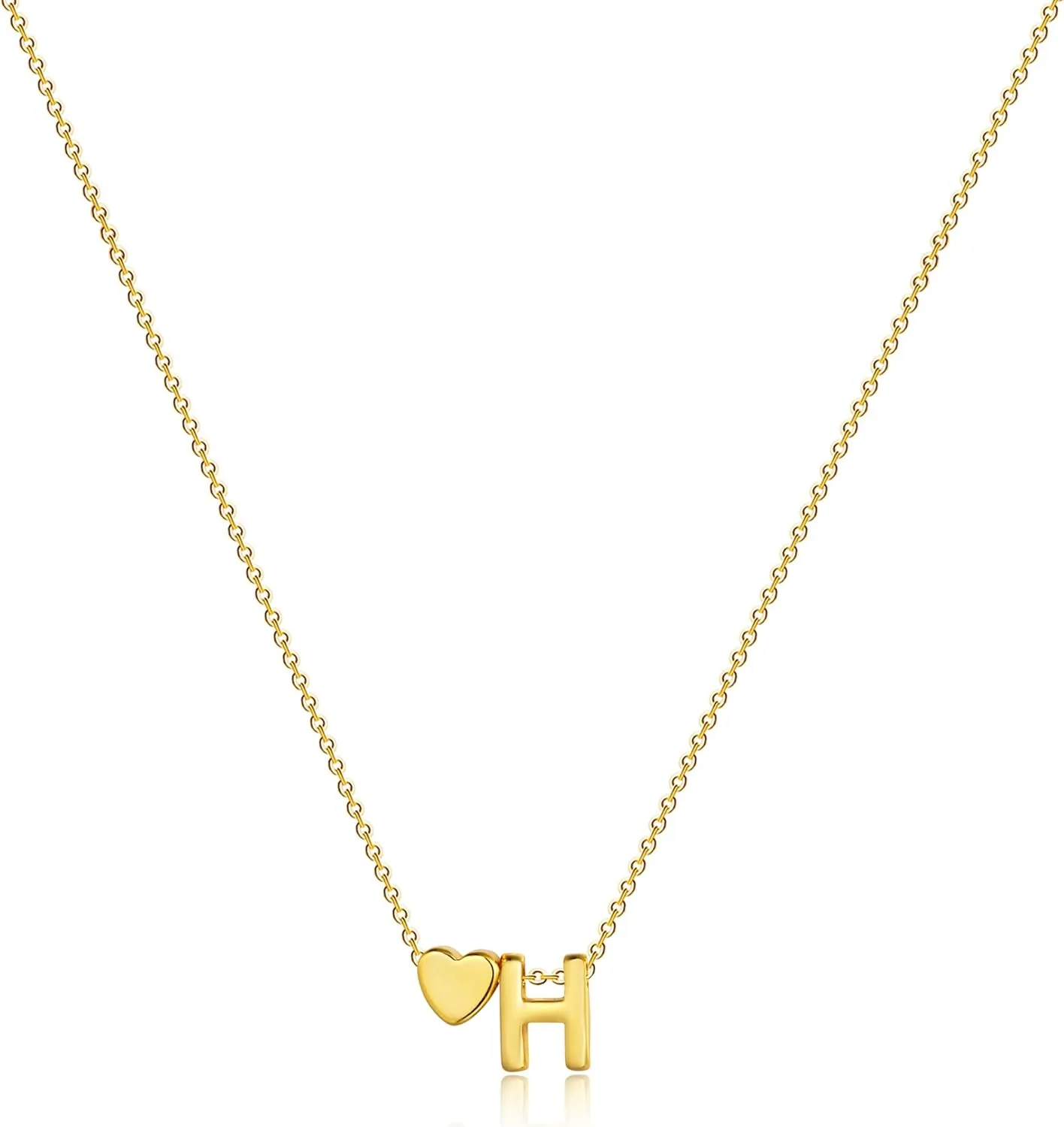 Dainty Initial Necklaces for Women 14K Gold Plated Heart Letter Necklace Personalized Initial Heart Pendant Necklace Tiny Letter Name Necklaces