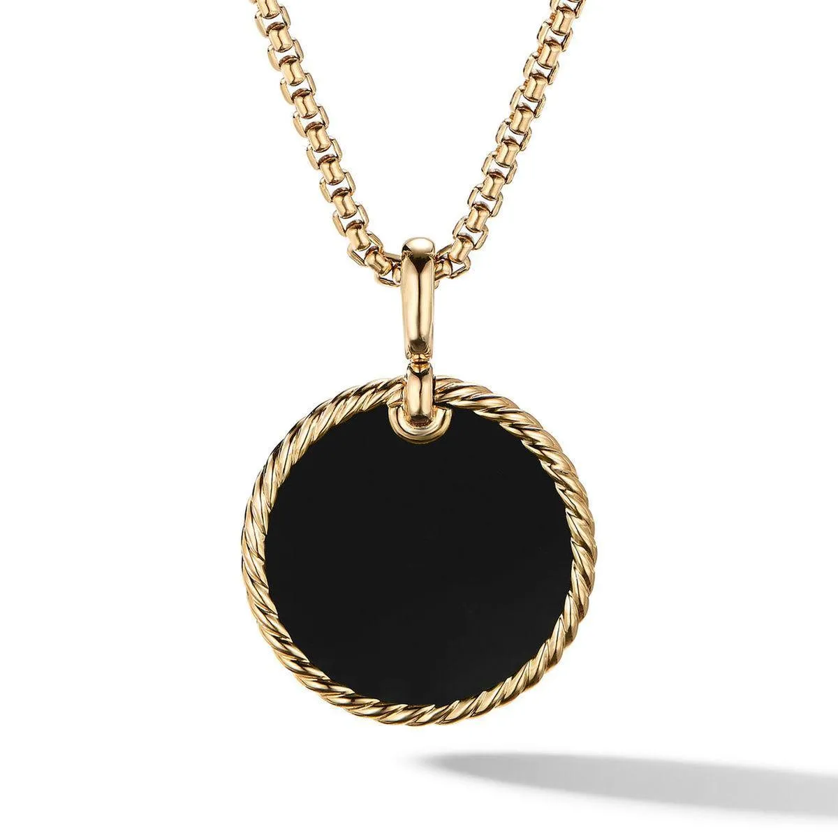 David Yurman DY Elements Disc Pendant in 18K Yellow Gold with Black Onyx and Mother of Pearl