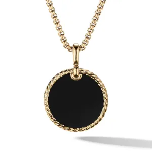 David Yurman DY Elements Disc Pendant in 18K Yellow Gold with Black Onyx and Mother of Pearl